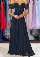 A-line Sweetheart Strapless Long/Floor-Length Chiffon Prom Dresses with Detachable Balloon Sleeves