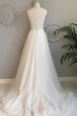 A-Line Thin Shoulder Strap Beach Wedding Dresses Lace And Floor Length Wedding Dresses