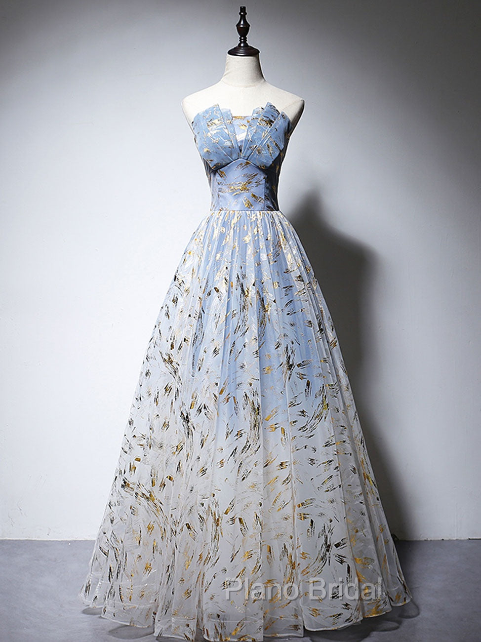 A-Line Tulle Blue Long Formal Prom Dresses, Blue Tulle Formal Graduation Dresses Secondary image