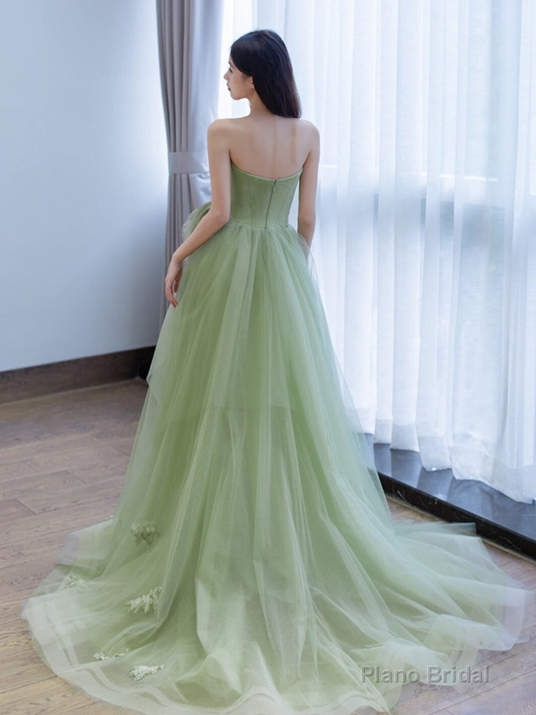 A-Line Tulle Green Long Prom Dress, Green Long Formal Dress Secondary image