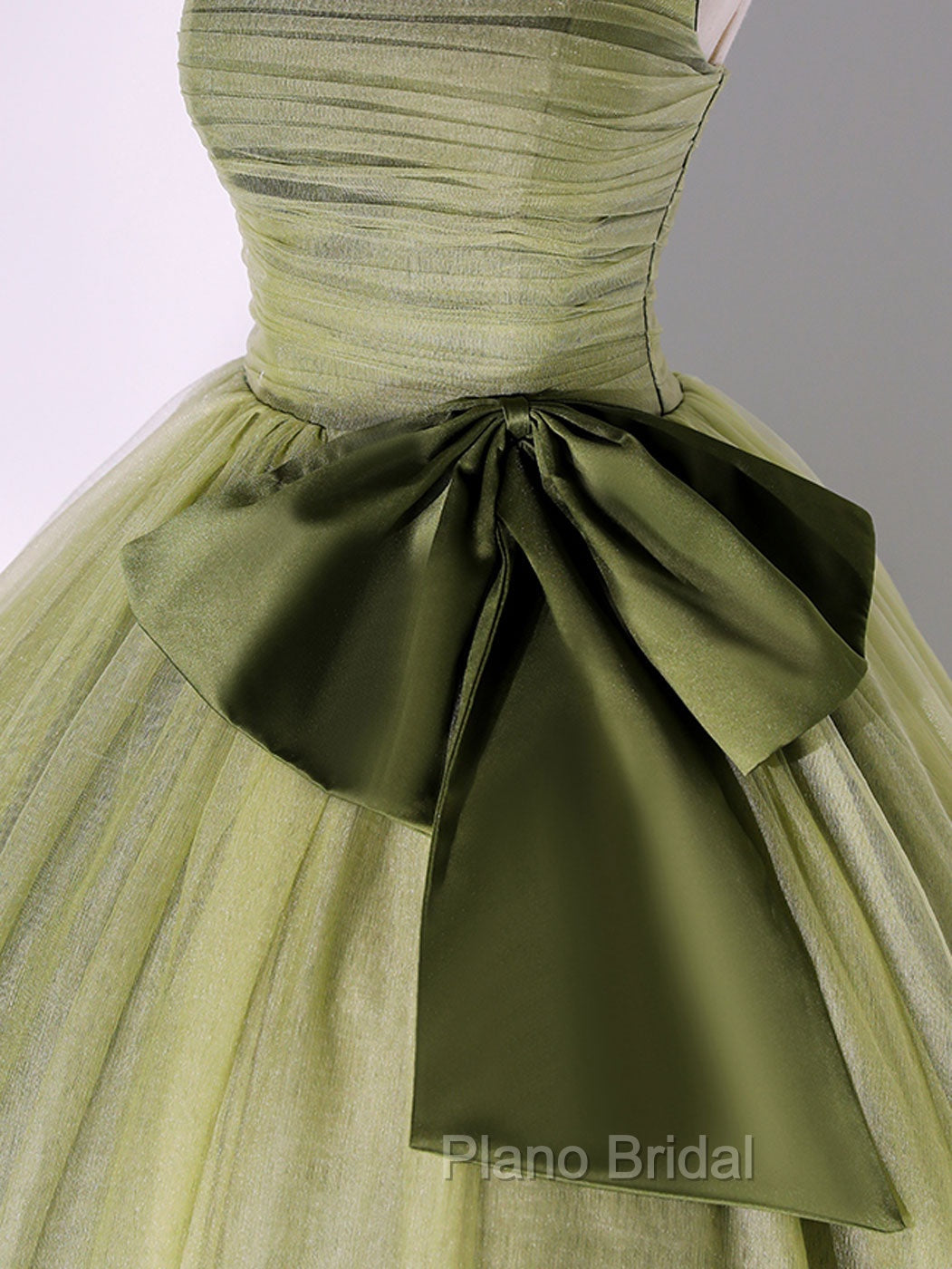 A Line Tulle Green Long Formal Prom Dresses, Green Tulle Evening Party Dresses
