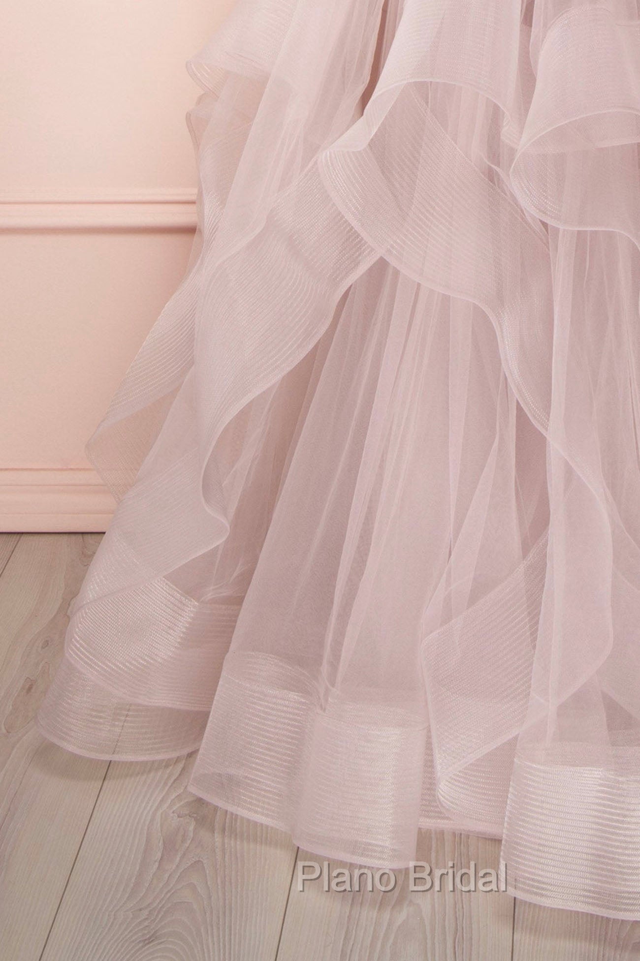 A-Line Tulle Layers Long Formal Dresses, Cute V-Neck Evening Party Dresses