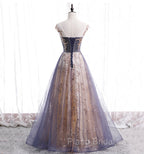 A-line Tulle with Lace Applique Party Dresses Tulle Long Formal Prom Dresses Formal Prom Dresses shops