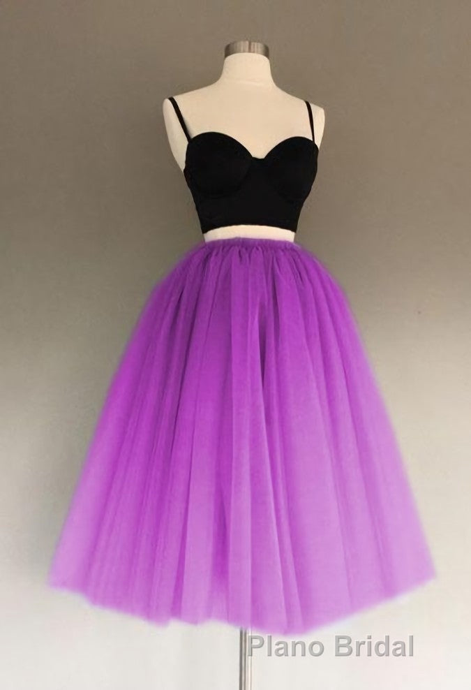A Line Two Piece Homecoming Dresses Short Tulle Formal Prom Gowns