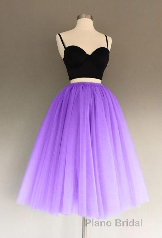 A Line Two Piece Homecoming Dresses Short Tulle Formal Prom Gowns