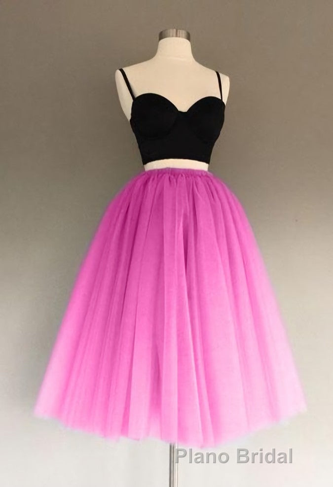 A Line Two Piece Homecoming Dresses Short Tulle Formal Prom Gowns