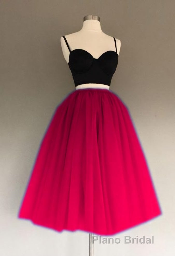 A Line Two Piece Homecoming Dresses Short Tulle Formal Prom Gowns