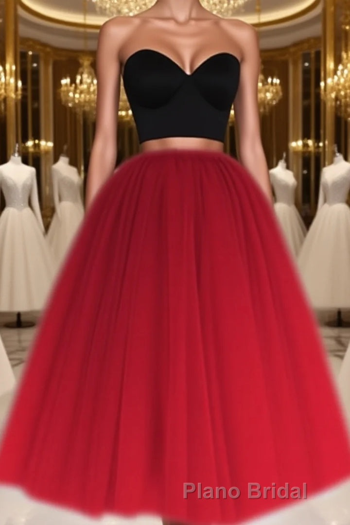 A Line Two Piece Homecoming Dresses Short Tulle Formal Prom Gowns Main image