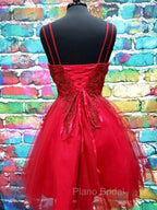 A Line V Neck Dark Red Lace Formal Prom Dresses, Dark Red Lace Formal Homecoming Dresses