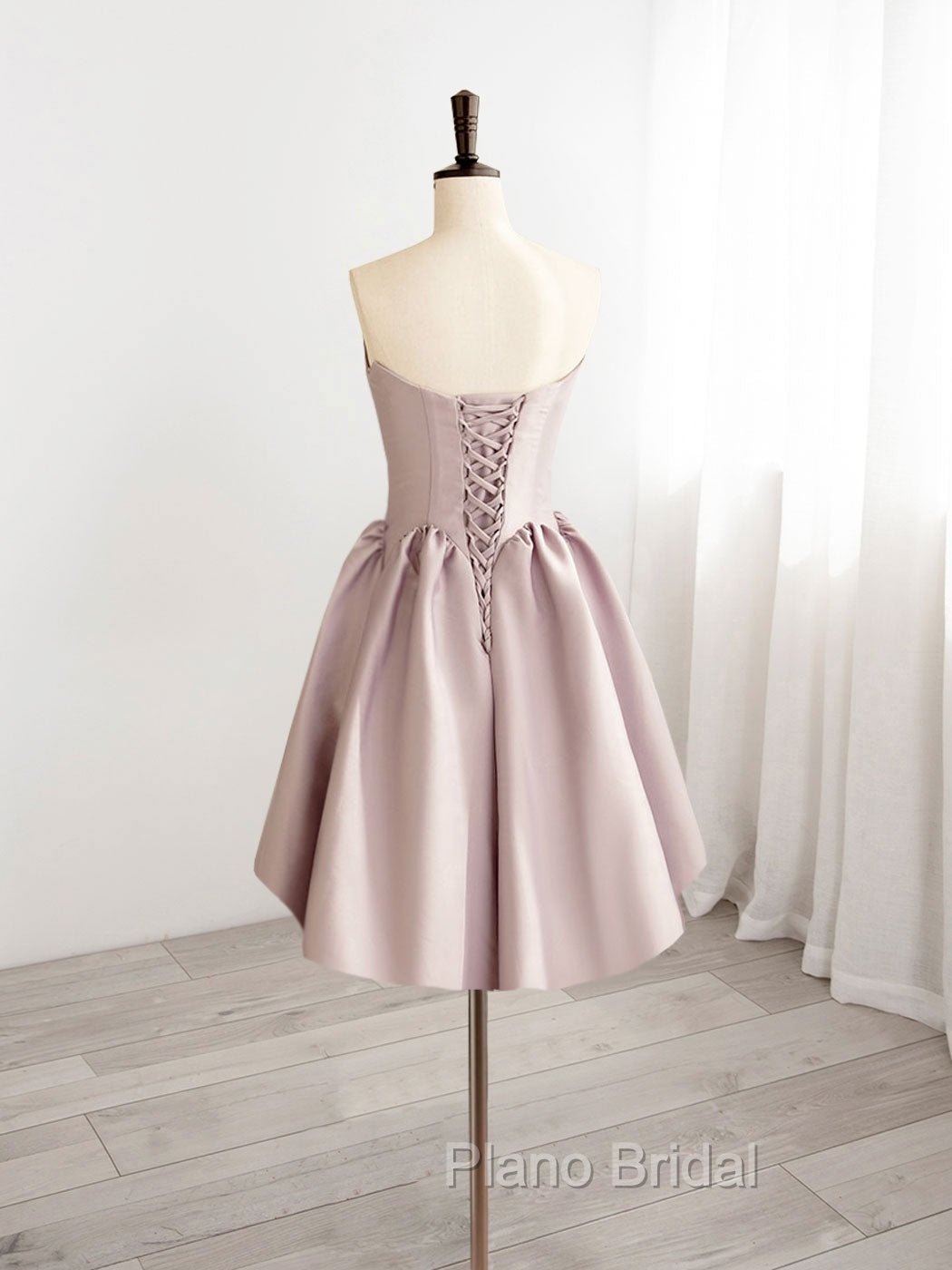 A-Line V  Neck Pink Short Formal Prom Dresses, Pink Homecoming Dresses Secondary image