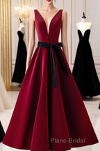 A Line V Neck Short Burgundy Formal Prom Dresses, Wine Red Short Formal Graduation Homecoming Dresses