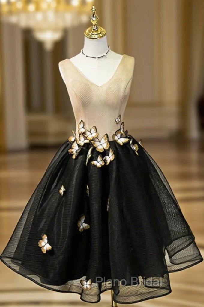 A-line V-neck Short Mini Tulle Short Formal Prom Dresses Homecoming Dresses Main image