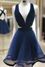 A-line V Neck Sleeveless Short/Mini Tulle Homecoming Dresses