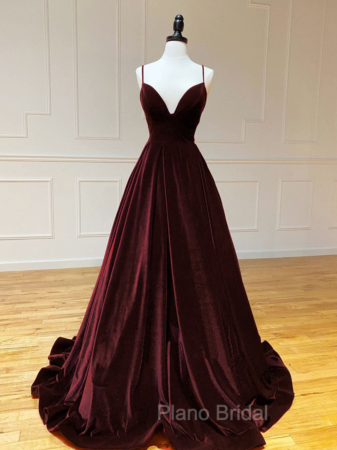 A-Line V Neck Velvet Green Long Formal Prom Dresses, Green Velvet Formal Dresses