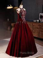 A-Line Velvet Sequin Burgundy Long Formal Prom Dresses Long Formal Dresses December Wedding Guest Dresses