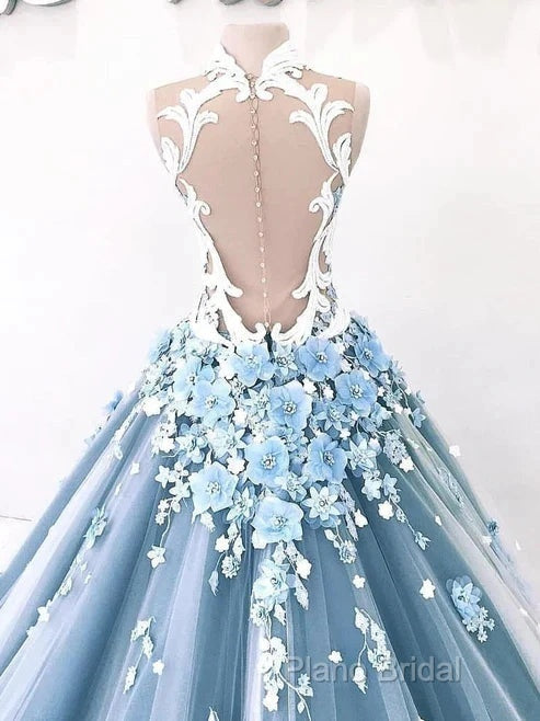 A-Line Vintage Backless Wedding Dresses Tulle High Neck Secondary image