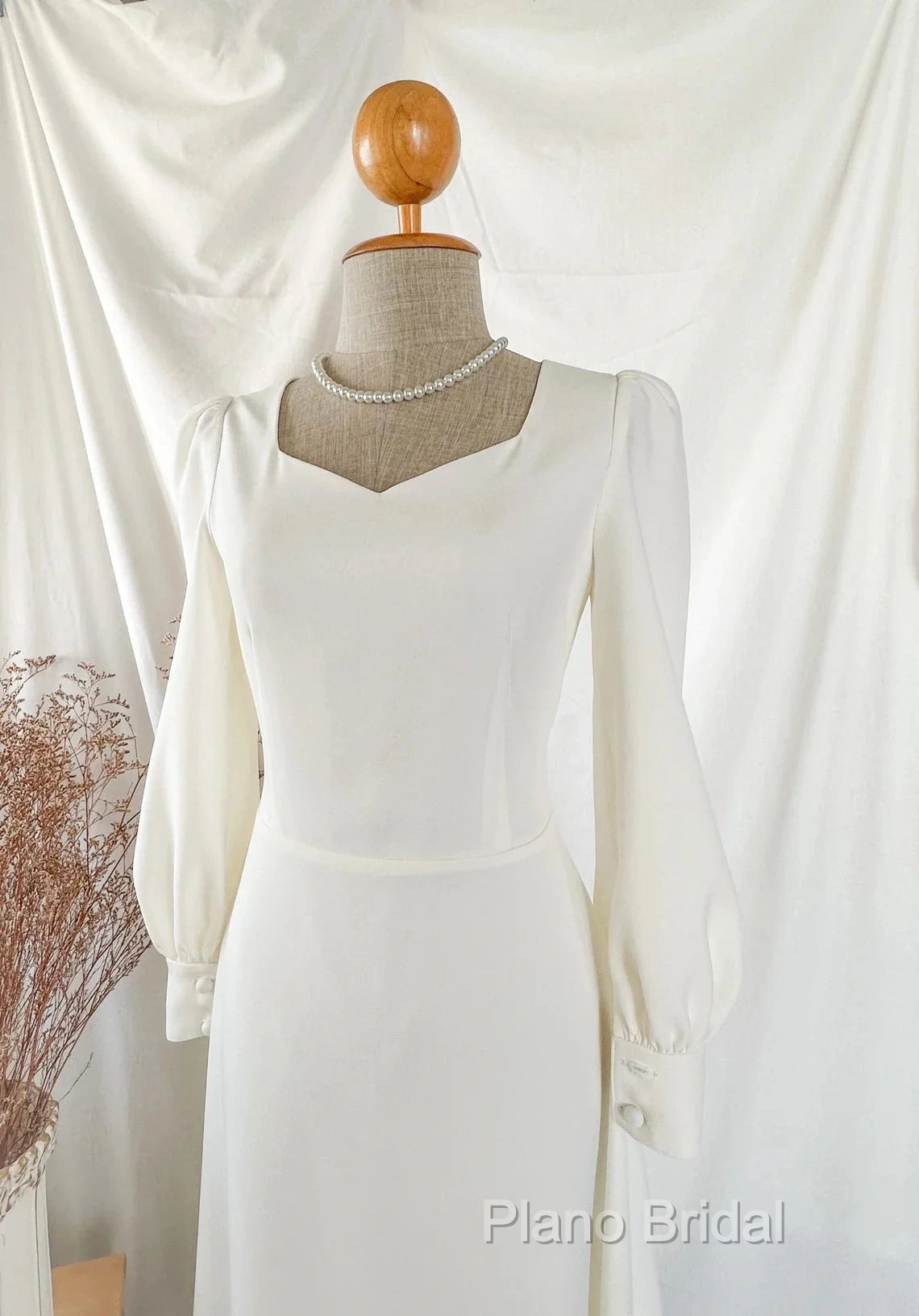 A-Line Vintage White Wedding Dresses Elegance Gown Minimal Long Sleeve Style Bride Dresses Secondary image