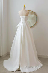 A-Line White Organza Long Formal Prom Dresses, White Long Formal Dresses