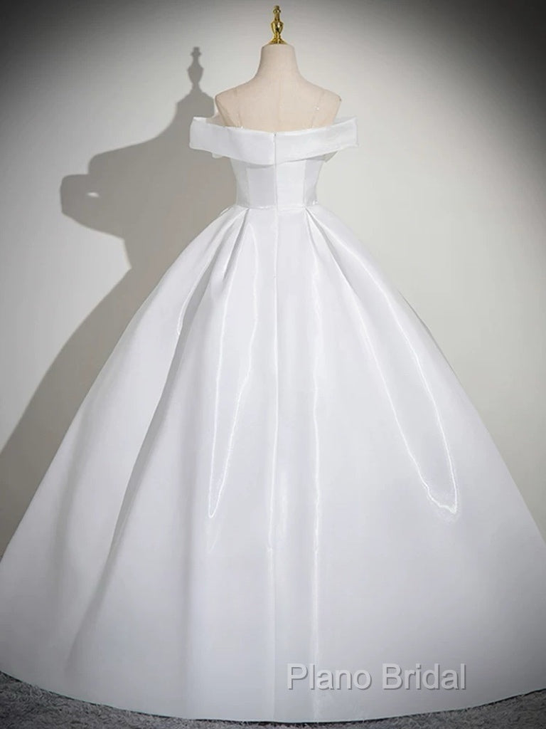 A-Line White Satin Long Formal Prom Dresses, White Long Formal Dresses Secondary image