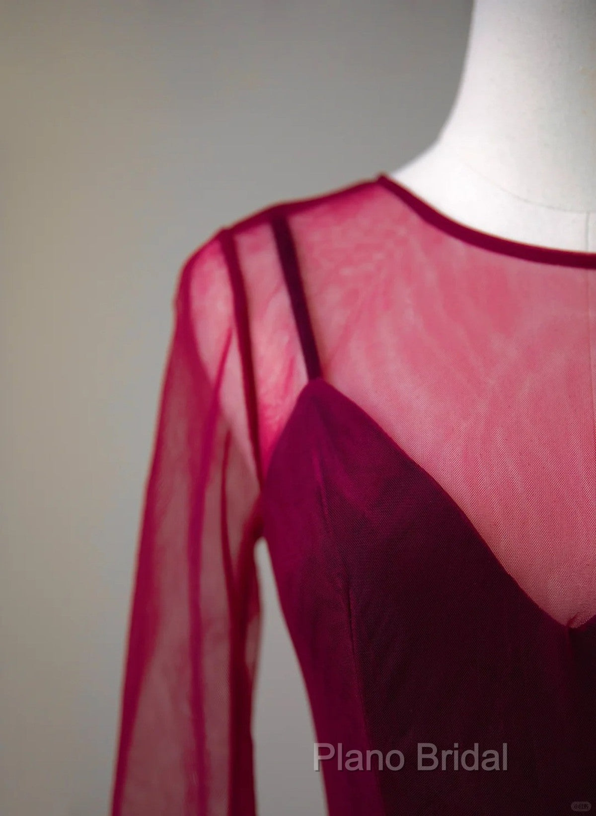 A-Line Wine Red Velvet And Tulle Long Party Dresses, Wine Red Formal Dresses Formal Prom Dresses