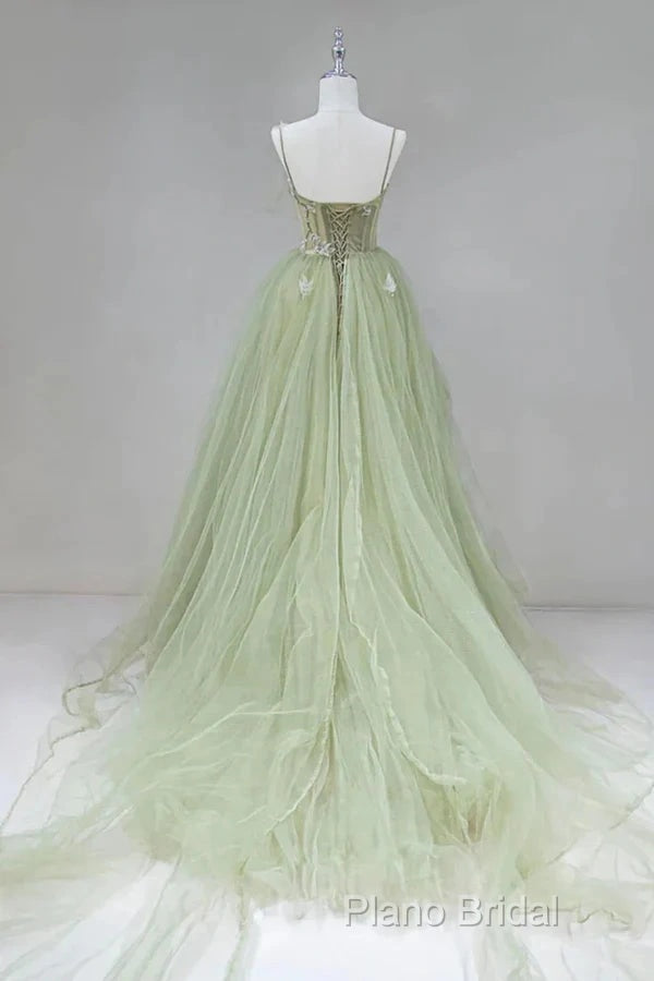 A-Shaped Tight Fitting Corset With Sage Green Chiffon On The Back Long Adult Dresses Sage Formal Prom Dresses Secondary image