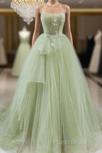 A-Shaped Tight Fitting Corset With Sage Green Chiffon On The Back Long Adult Dresses Sage Formal Prom Dresses