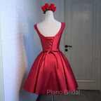 Adorable Cute Wine Red Satin Short Formal Prom Dresses , New Party Dresses
