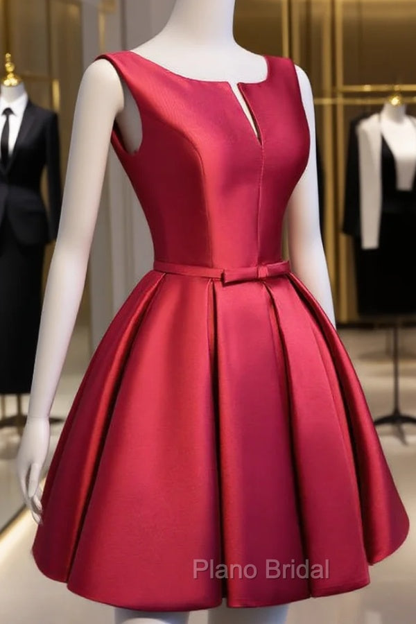 Adorable Cute Wine Red Satin Short Formal Prom Dresses , New Party Dresses