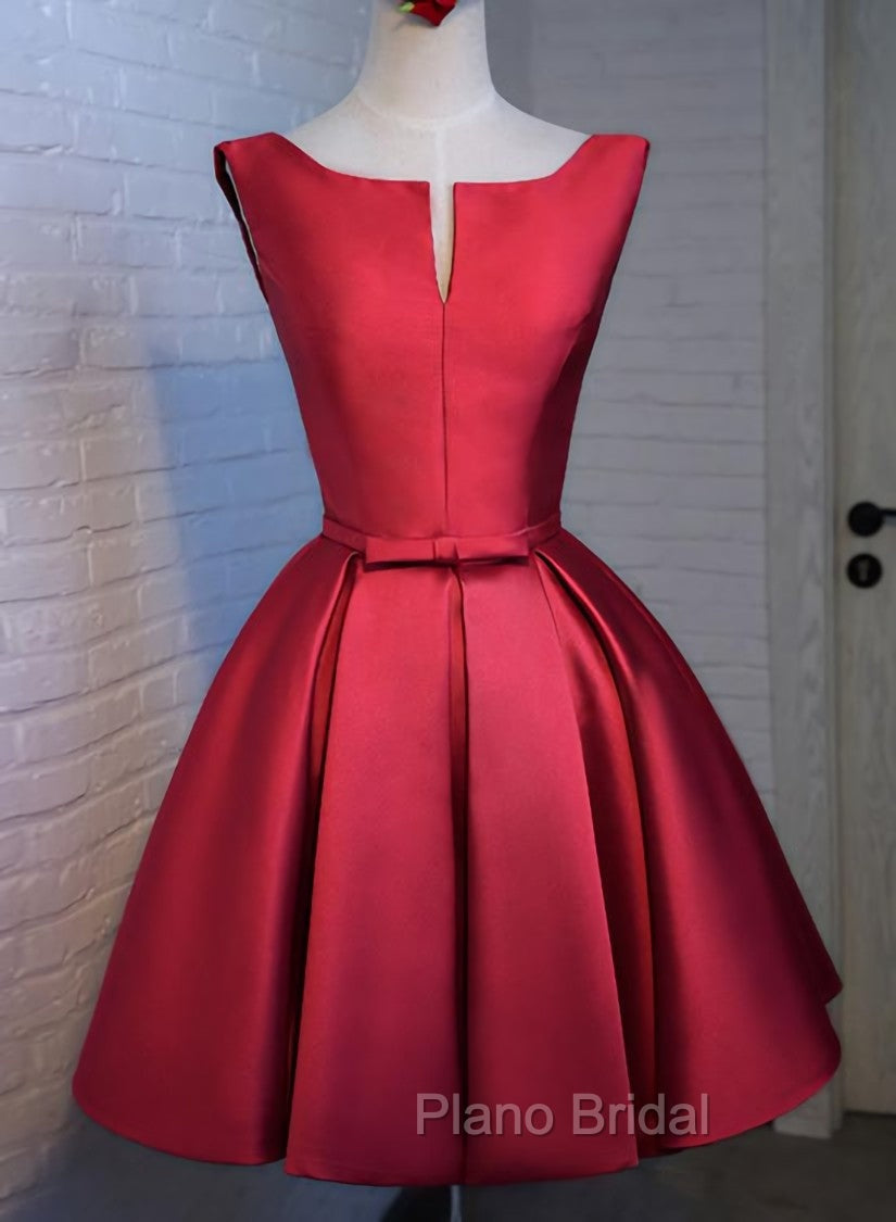 Adorable Cute Wine Red Satin Short Formal Prom Dresses , New Party Dresses Main image
