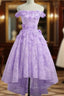 Adorable Lace Light Purple High Low Homecoming Dresses, Cute Sweetheart Formal Prom Dresses
