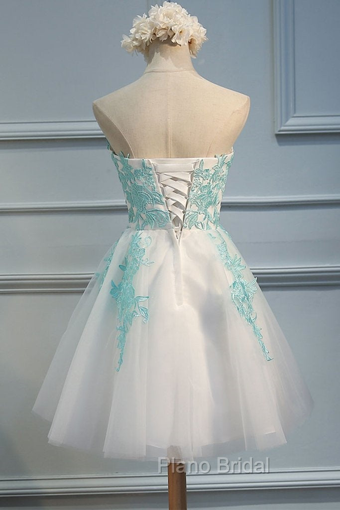 Adorable White Tulle Sweetheart Tulle Party Dresses , Homecoming Dresses , Lovely Party Dresses