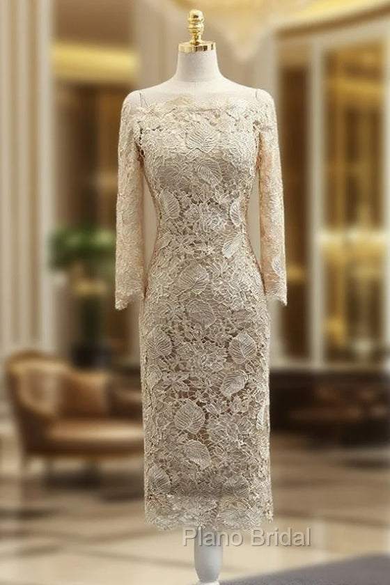 Advanced Champagne Sheath Long Sleeve Knee Length Mother Of The Bride Dresses Main image