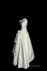 Aesthetic Ball Gown Off The Shoulder White Formal Prom Dresses Ruffle Long Party Dresses