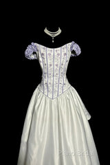 Aesthetic Ball Gown Off The Shoulder White Formal Prom Dresses Ruffle Long Party Dresses