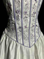 Aesthetic Ball Gown Off The Shoulder White Formal Prom Dresses Ruffle Long Party Dresses