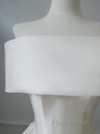 Aesthetic Ball Gown Strapless Ivory Satin Long Wedding Dresses Brides Dresses