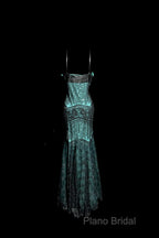 Aesthetic Mermaid Spaghetti Straps Green Formal Prom Dresses Long Party Dresses