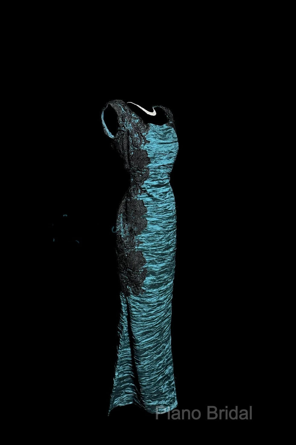 Aesthetic Mermaid Square Neckline Blue Taffeta Formal Prom Dresses Ruffle Long Party Dresses Secondary image