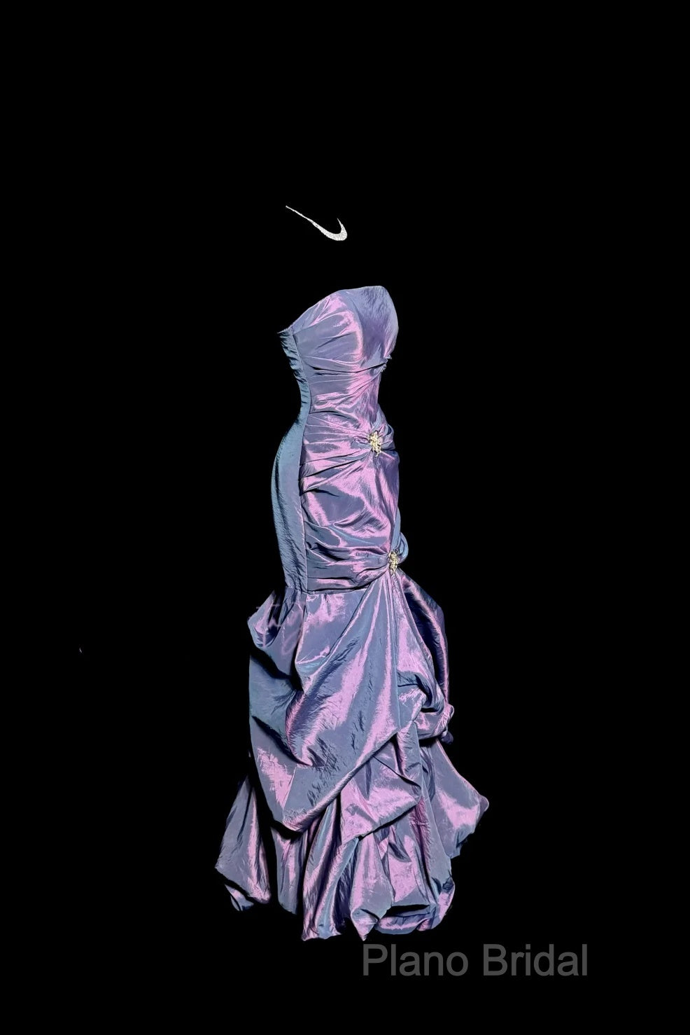 Aesthetic Mermaid Strapless Neckline Grape Taffeta Formal Prom Dresses Ruffle Long Party Dresses Secondary image