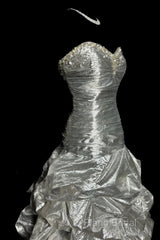 Aesthetic Mermaid Sweetheart Neckline Gray Taffeta Formal Prom Dresses Ruffle Long Party Dresses