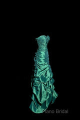 Aesthetic Mermaid Sweetheart Neckline Green Taffeta Formal Prom Dresses Ruffle Long Party Dresses