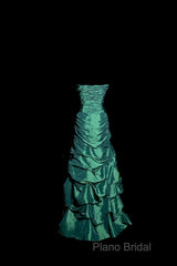 Aesthetic Mermaid Sweetheart Neckline Green Taffeta Formal Prom Dresses Ruffle Long Party Dresses