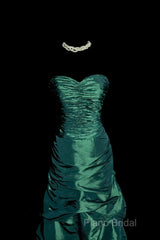 Aesthetic Mermaid Sweetheart Neckline Green Taffeta Formal Prom Dresses Ruffle Long Party Dresses