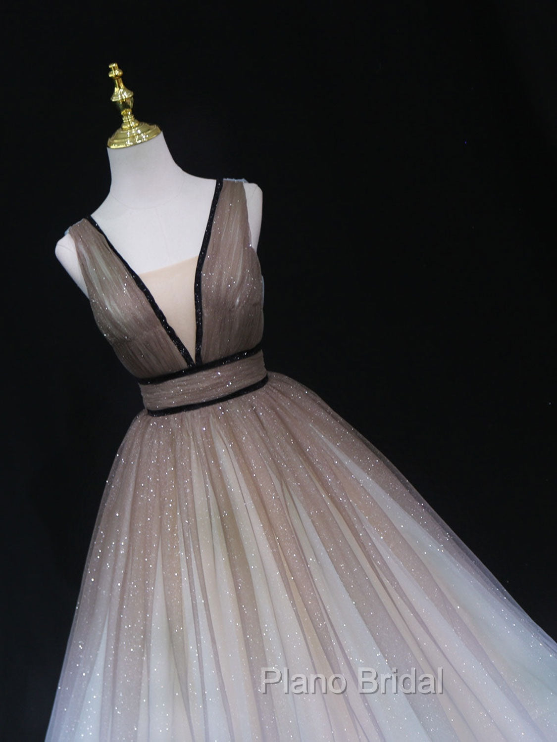 Aline V Neck Tulle Long Formal Prom Dresses Tulle Long Formal Graduation Dresses