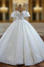 Amazing &amp; Affordable White Ball Gown Tulle Sequins Off the Shoulder Floor Length Wedding Dresses