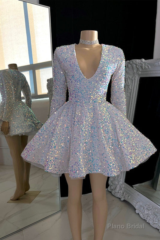 Amazing V-neck A-line Mini Prom Dress With Beading Main image