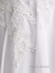 Appliques V-Neck Lace-Up Chiffon Wedding Dresses