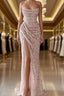 Pink Sheath Sequin Formal Prom Dresses Elegant Dresses Formal Prom Floor Length Sleeveless Strapless Masquerade Dresses