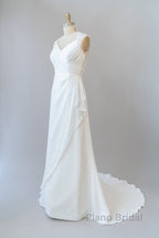Awesome Long Sheath Lace Chiffon Backless Wedding Dress