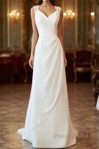 Awesome Long Sheath Lace Chiffon Backless Wedding Dress